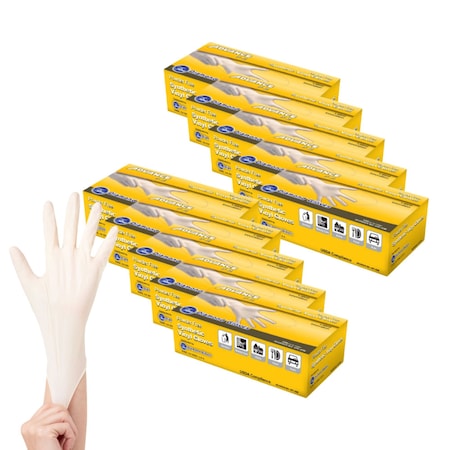 Diamond Glove Disposable Gloves, 4 mil Palm, Vinyl, Powder-Free, L, 1000 PK, Creamy Yellow VPF-45L